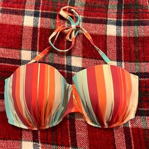 Tie dye strapless striped bathing suit top